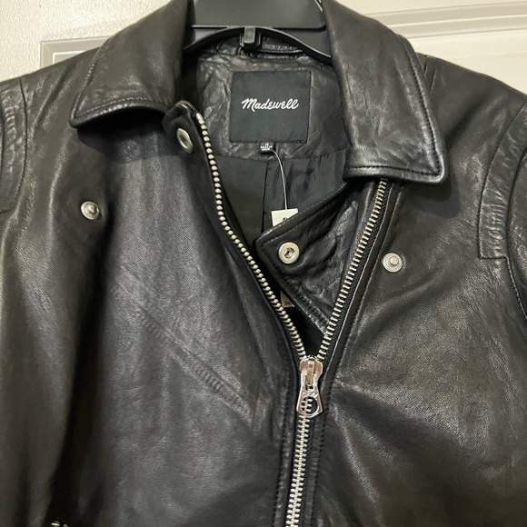 NWT Madewell Washed Leather Motorcycle Jacket - Picture 2 of 6